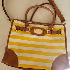 Michael Kors gold/yellow cloth and leather bag